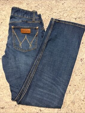 Wrangler Women's Dark Blue Boot Cut Jeans with Contrast Stitching